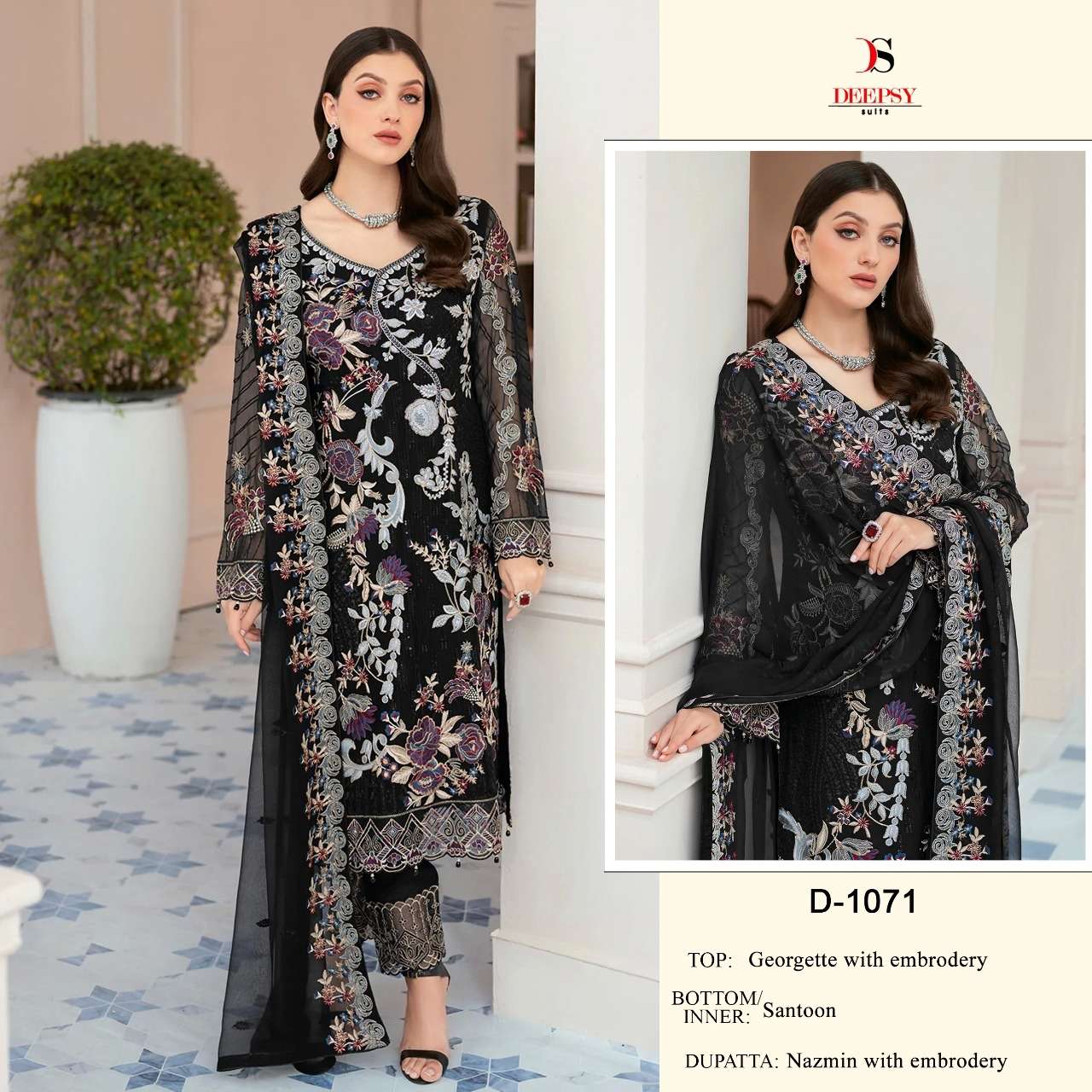 deepsy suits D-1071 designer georgette embroidery suit 