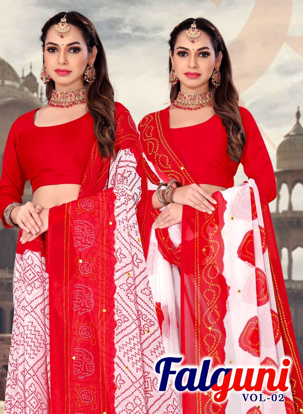 falguni vol 2 series 1001-1008 georgette bandhej saree 