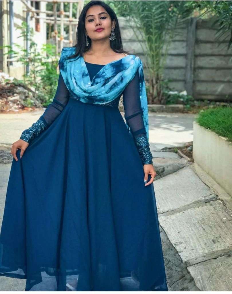 Featuring sequences embroidery and  georgette maxi Dress 
