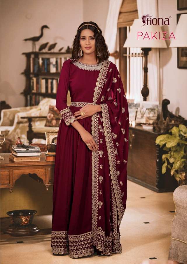 fiona pakiza series 51401-51404 real georgette gown with dupatta 