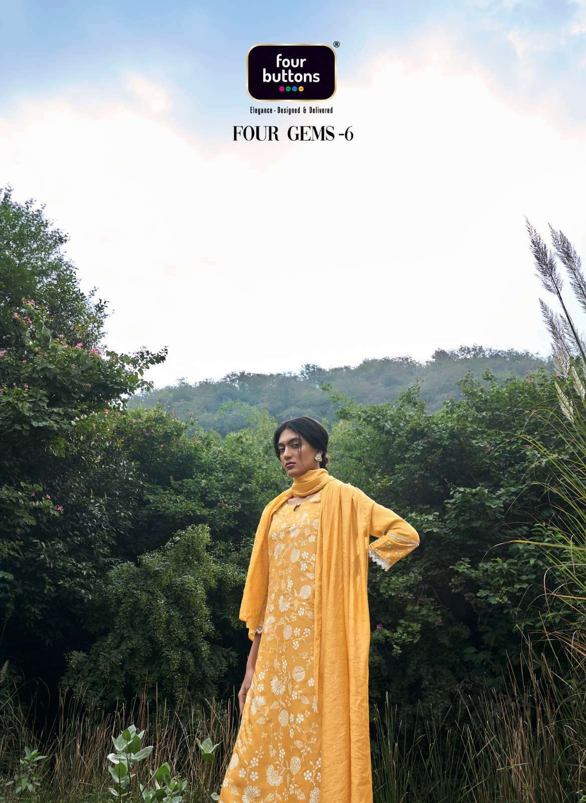 four buttons four gems 6 series 3031-3034 viscose silk suit 
