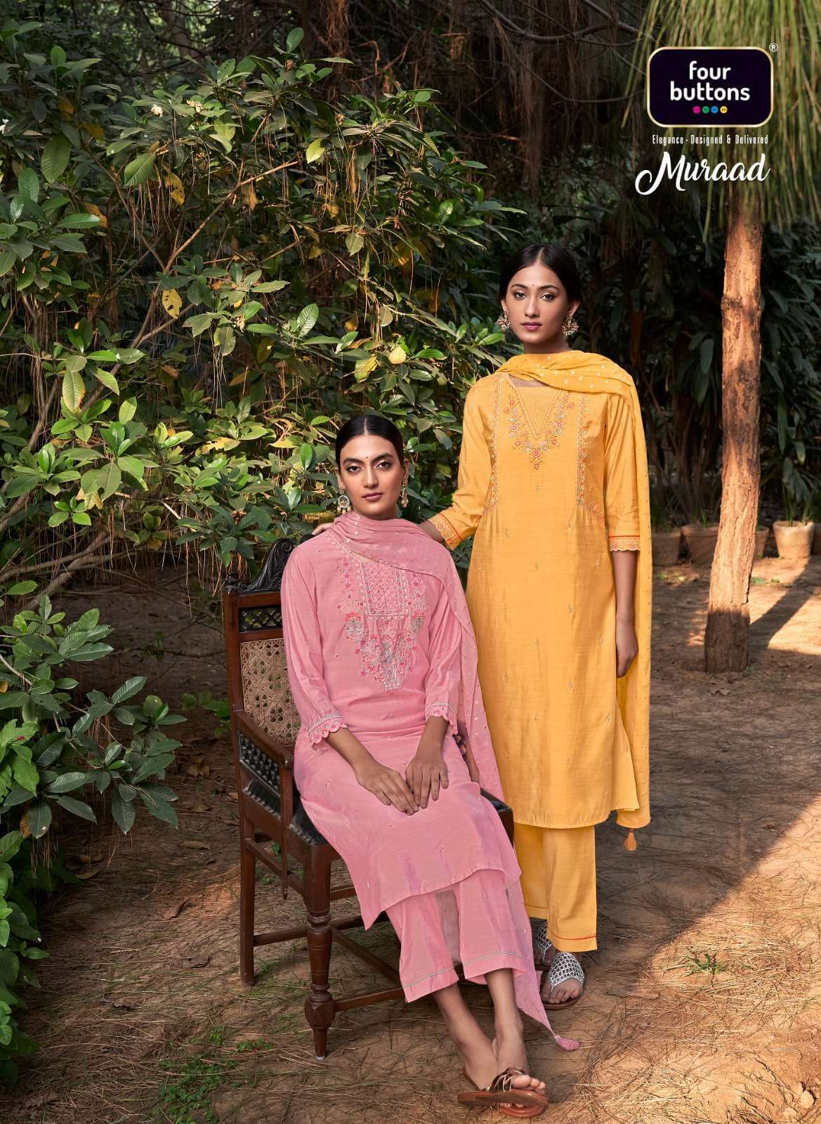 four buttons muraad series 3051-3056 viscose slub silk readymade suit 