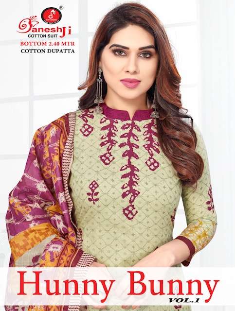 Ganeshji Hunny Bunny series 1001-1010 heavy indo Cotton suit
