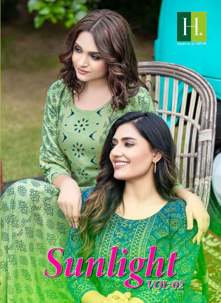 hirwa sunlight vol 2 series 1001-1010 heavy rayon 14 kg kurti 