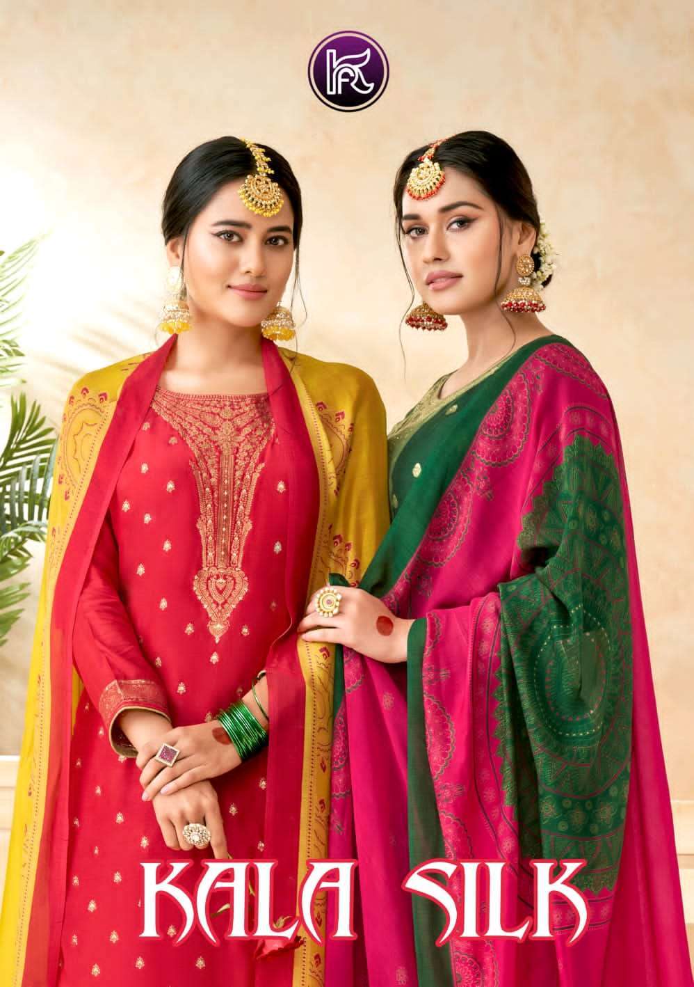 kala silky series 3001-3005 pure muslin jacquard suit