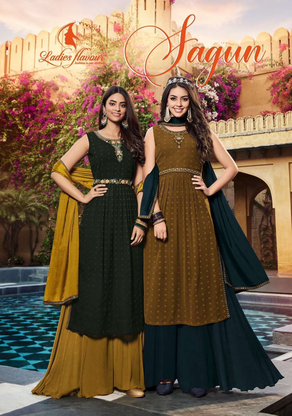 ladies flavour sagun series 1001-1004 Weaving Georgette readymade suit
