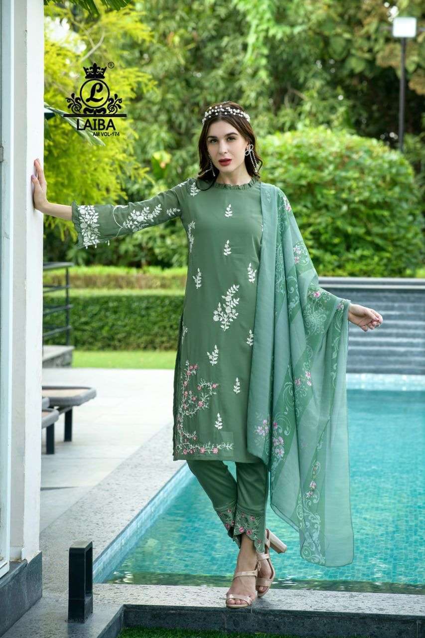 laiba am vol 174 dark pure georgette readymade suit 