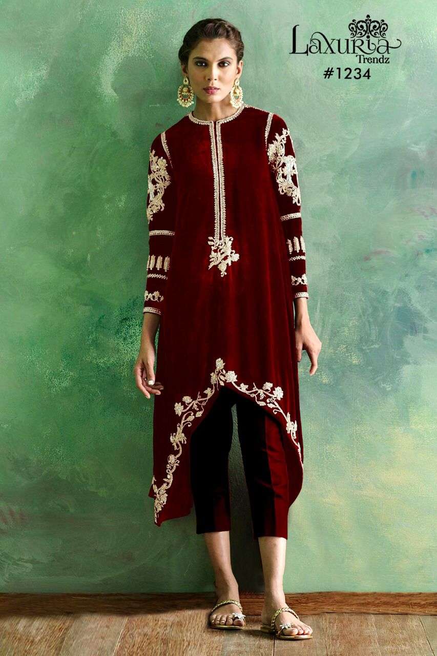 laxuria trendz 1234 designer 9000 velvet kurti 