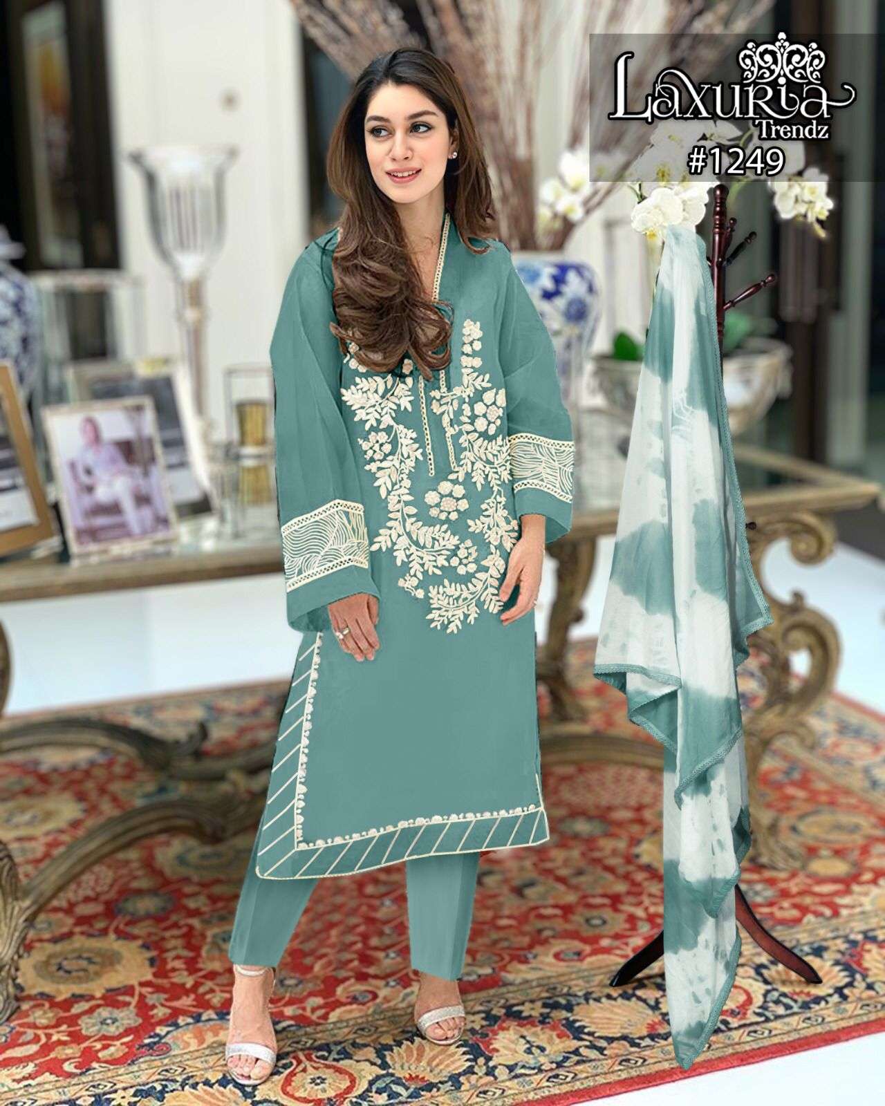 laxuria trendz 1249 designer faux georgette suit 
