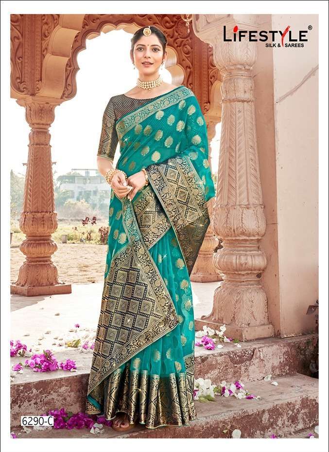 lifestyle 6290 nylon organza siroski dia saree 