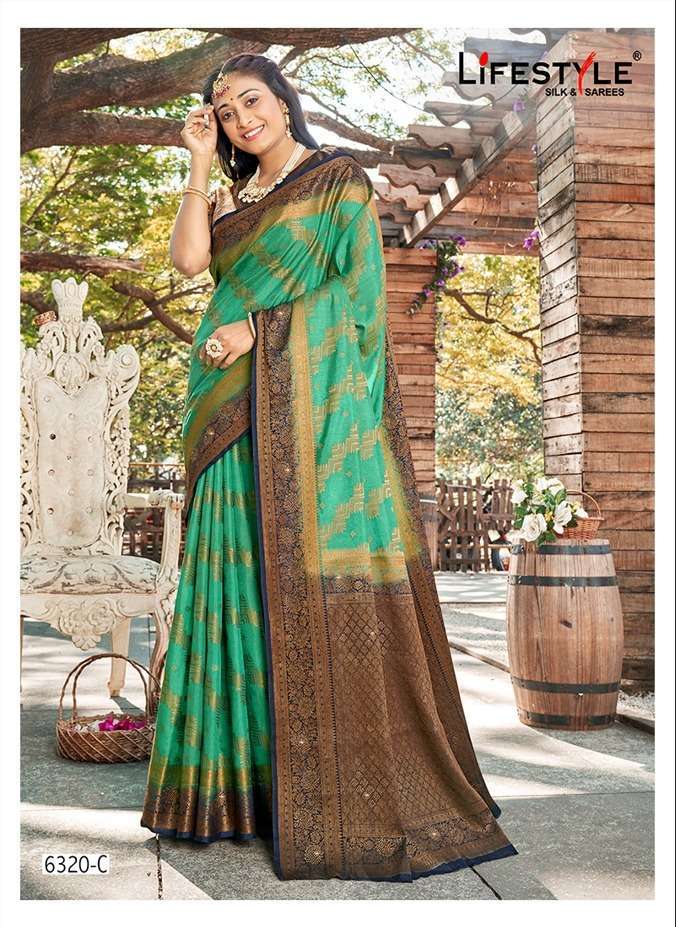 lifestyle 6320 nylon dola khincha jari saree