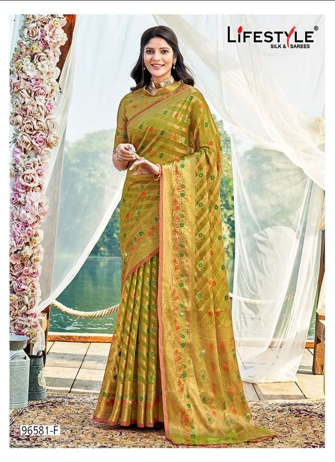 lifestyle diamond star series 96581 organza saree