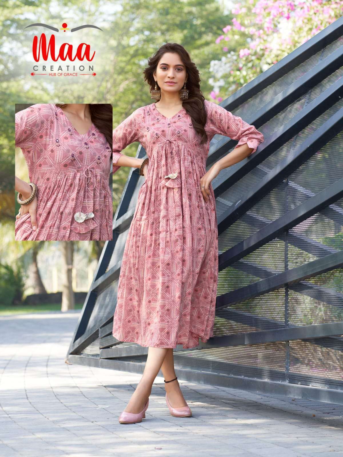 maa creation alia mul mul print cotton kurti 