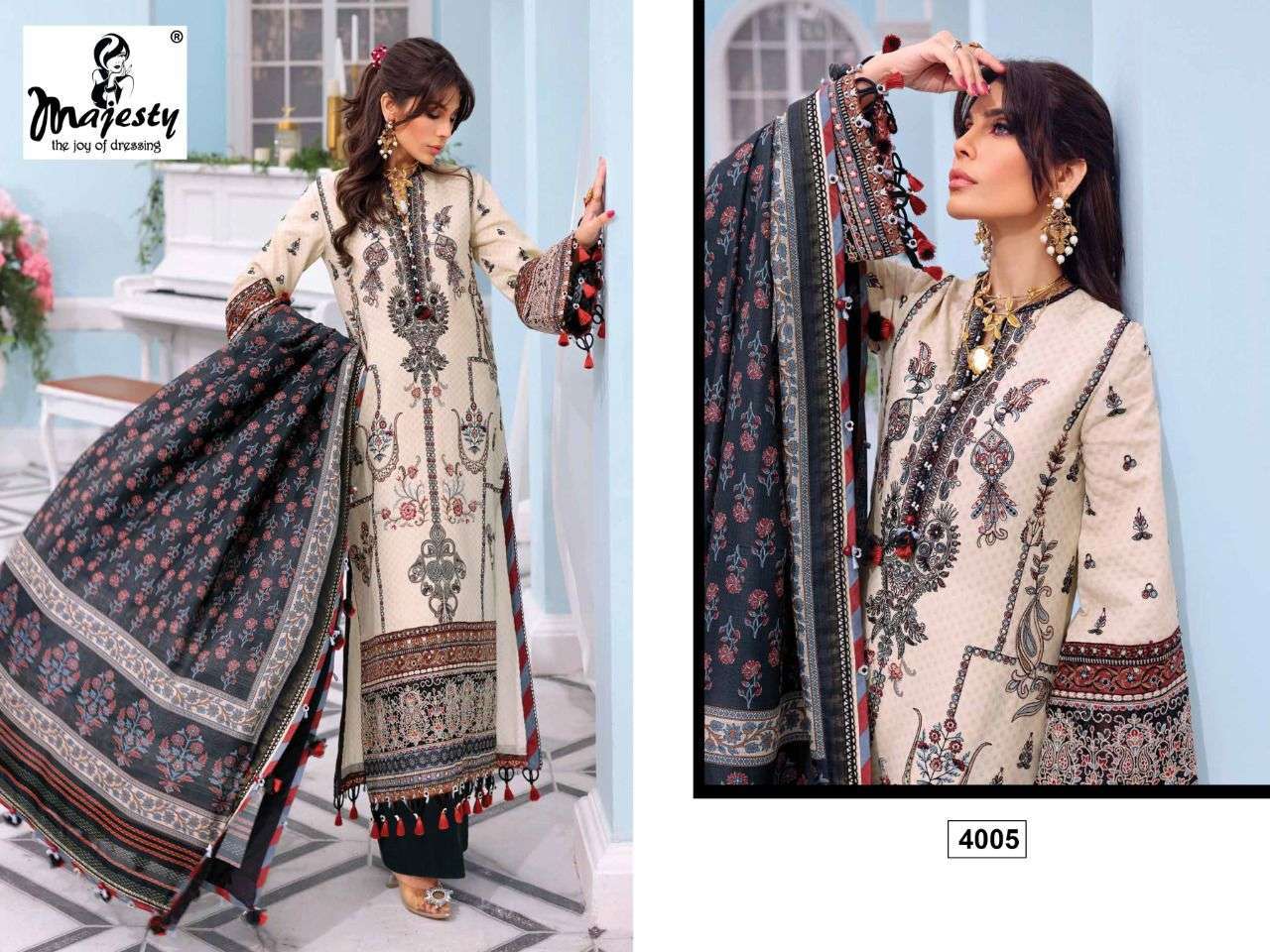 majesty cheveron lawn vol 2 series 4001-4005 pure cotton suit 