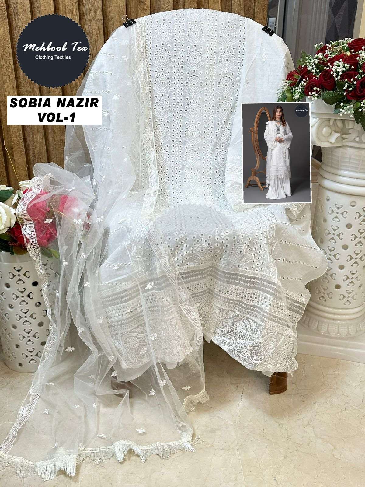 mehboob tex sobia nazri vol 1 series D-773 designer cambric cotton suit 