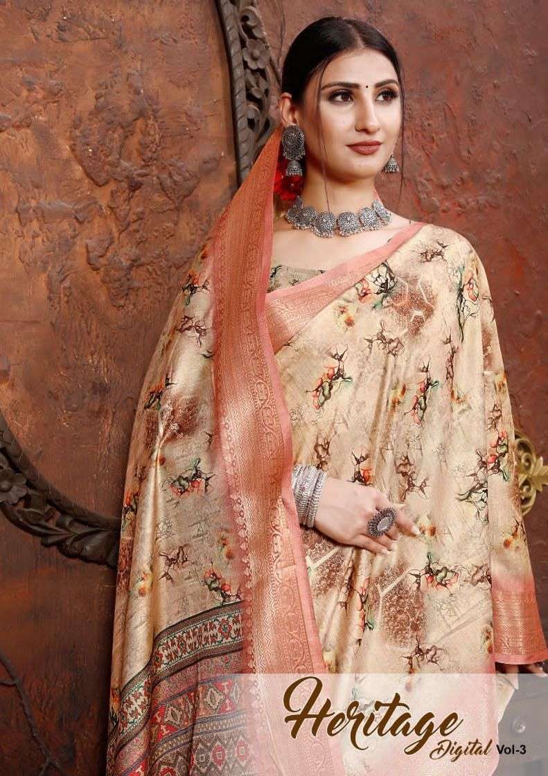 mintorsi heritage digital vol 3 series 3001-3006  Tusser Silk saree