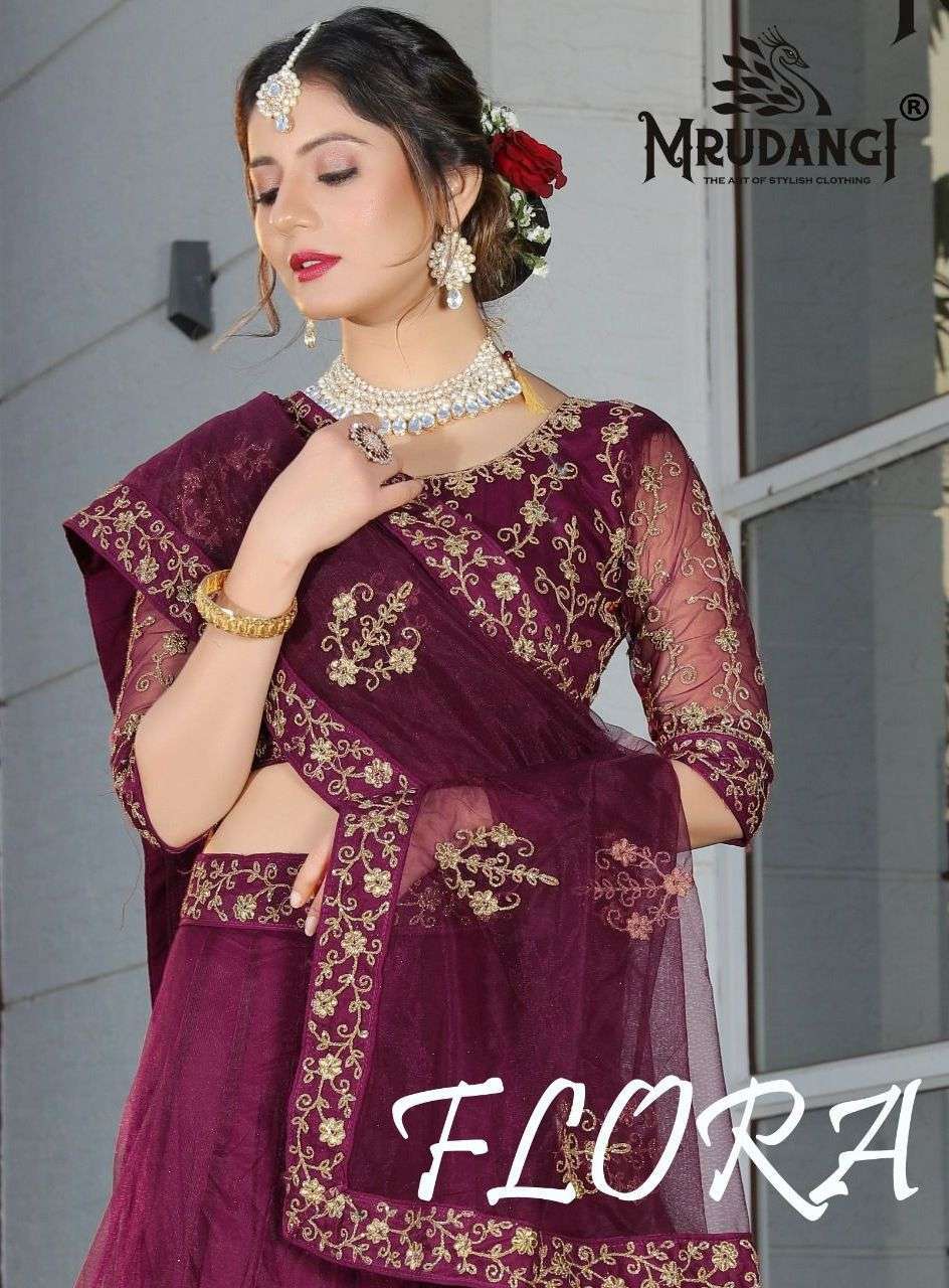 mrudangi flora series 1038-1039 butterfly net lehenga