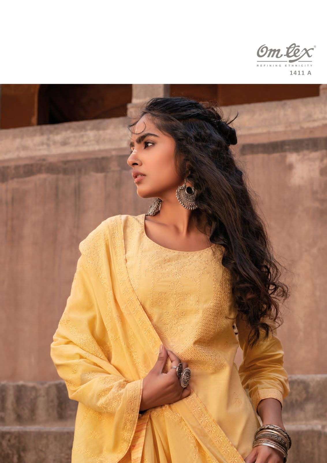 omtex nandita series 1411 cotton linen suit 