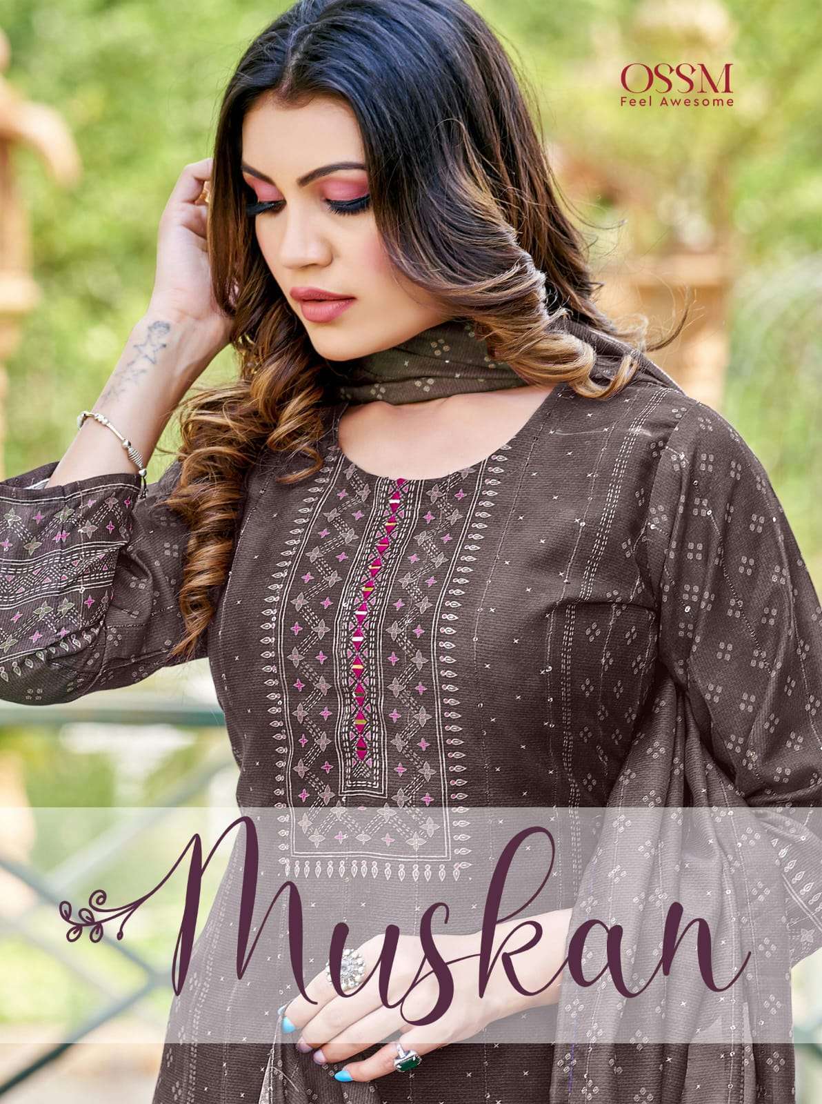 Ossm muskan Viscos Silk Sequence Digital Print suit