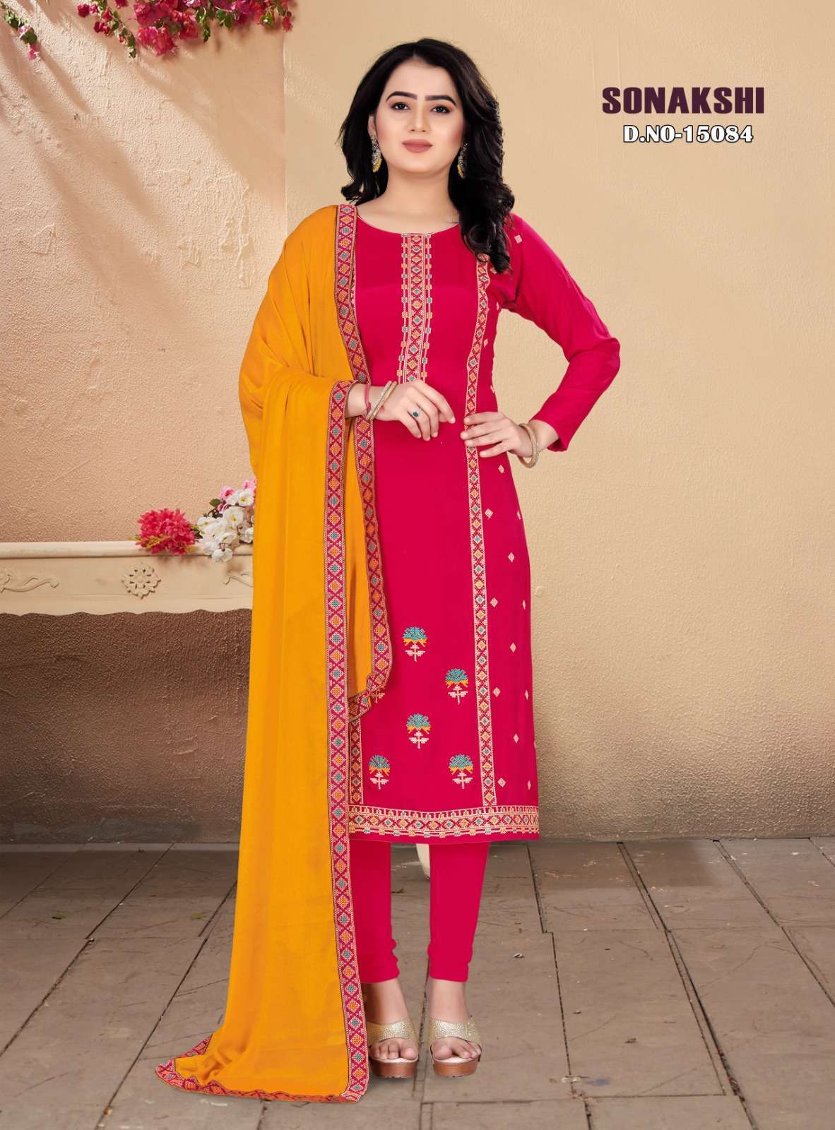 panch ratna sonakshi series 15081-15084 natural crape silk suit 