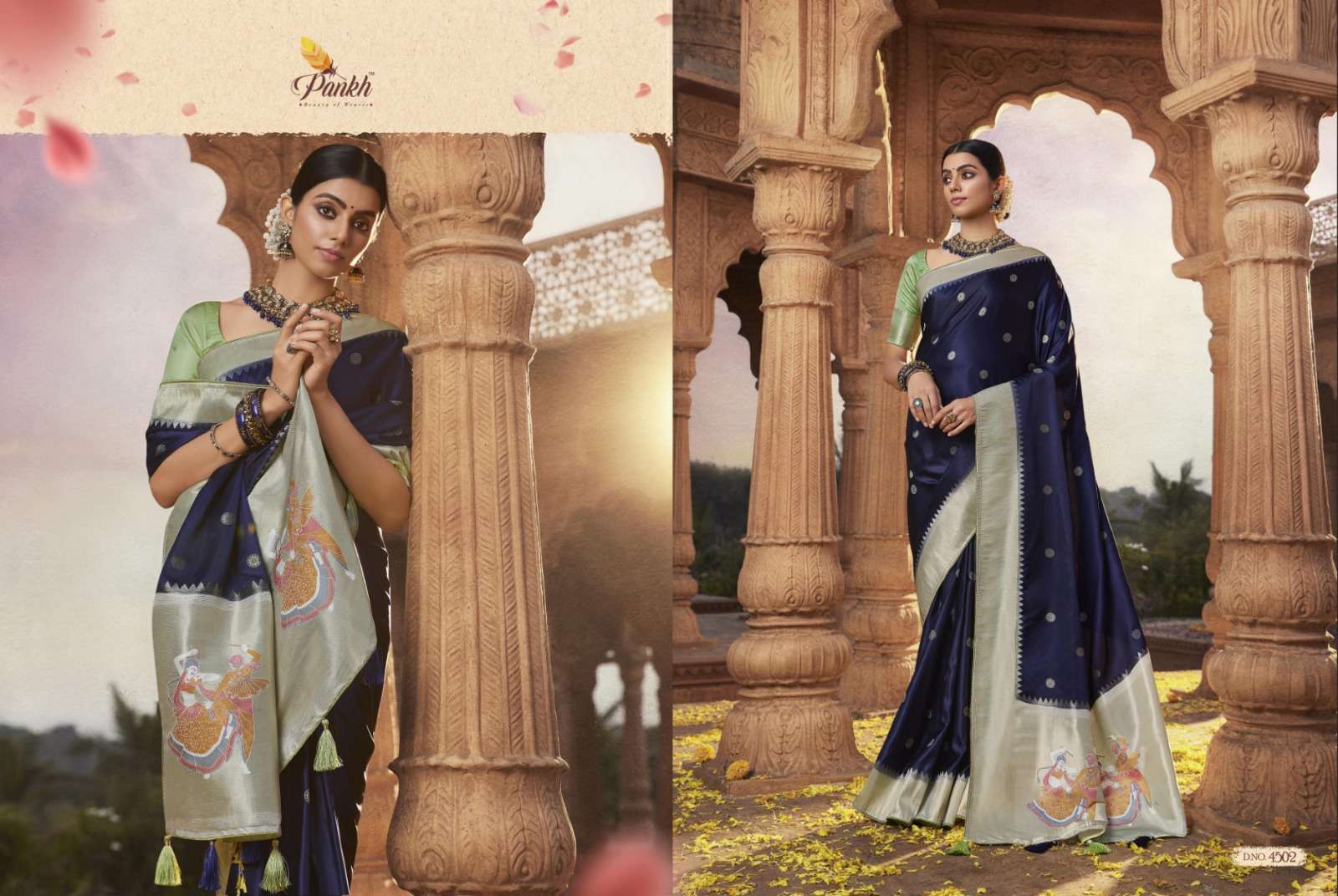 pankh platinum silk series 4501-4511 satin soft silk saree 