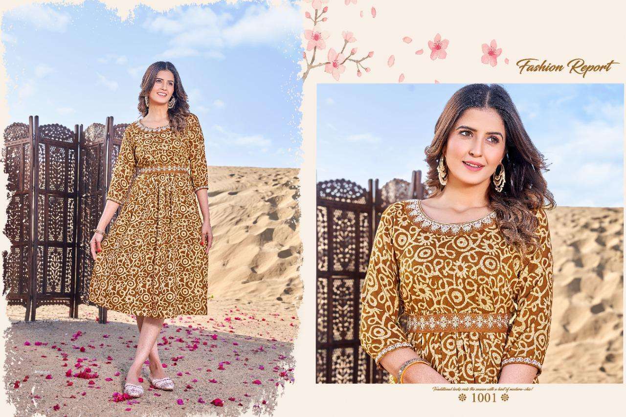 pari carnival series 1001-1008  Rayon 18 kg  foil prints kurti