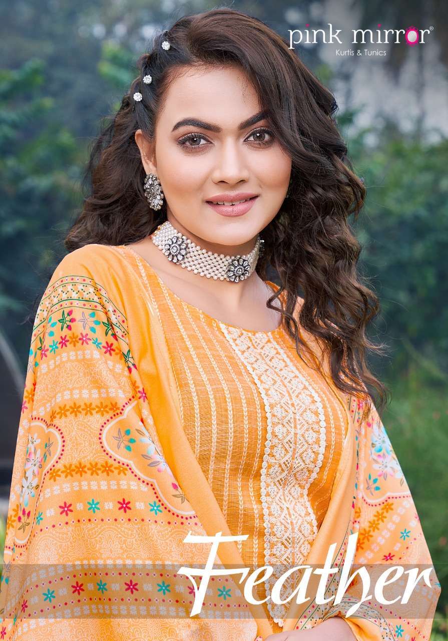 pink mirror feather series 1001-1006 Viscose cotton readymade suit 