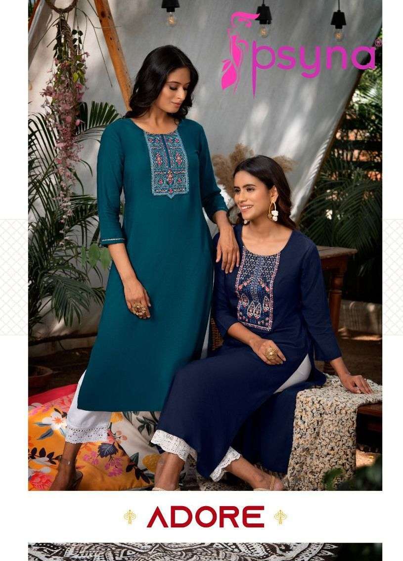 psyna adore series 1001-1006 14 kg rayon slub kurti 