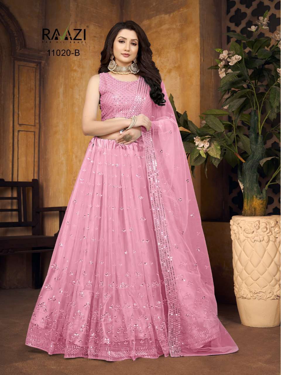 raazi mirror magic 11020 Butterfly Net Embroidered suit