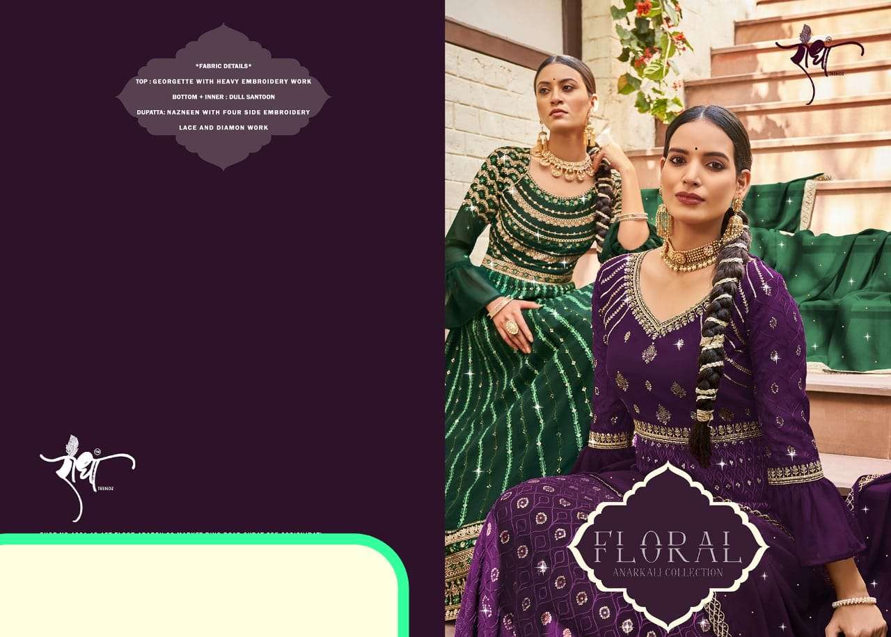 radha trendz floral series 921-924 georgette embroidery work suit 