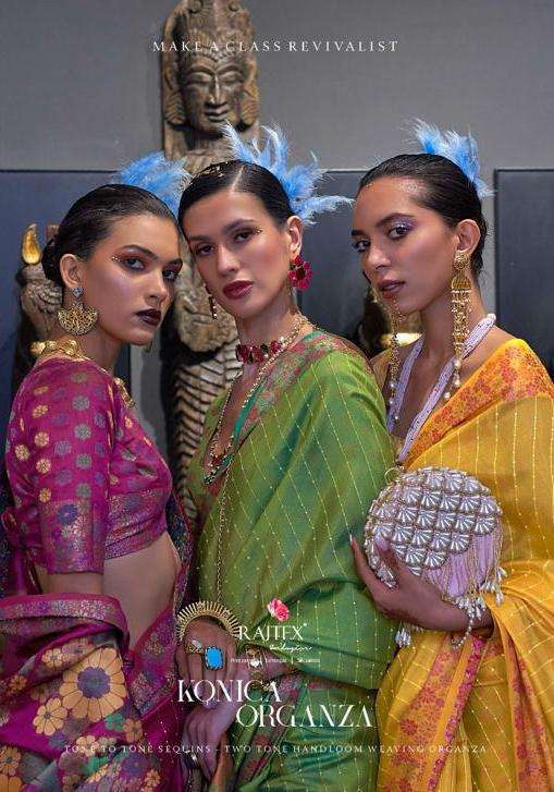 rajtex konica organza series 314001-314010 weaving organza saree 