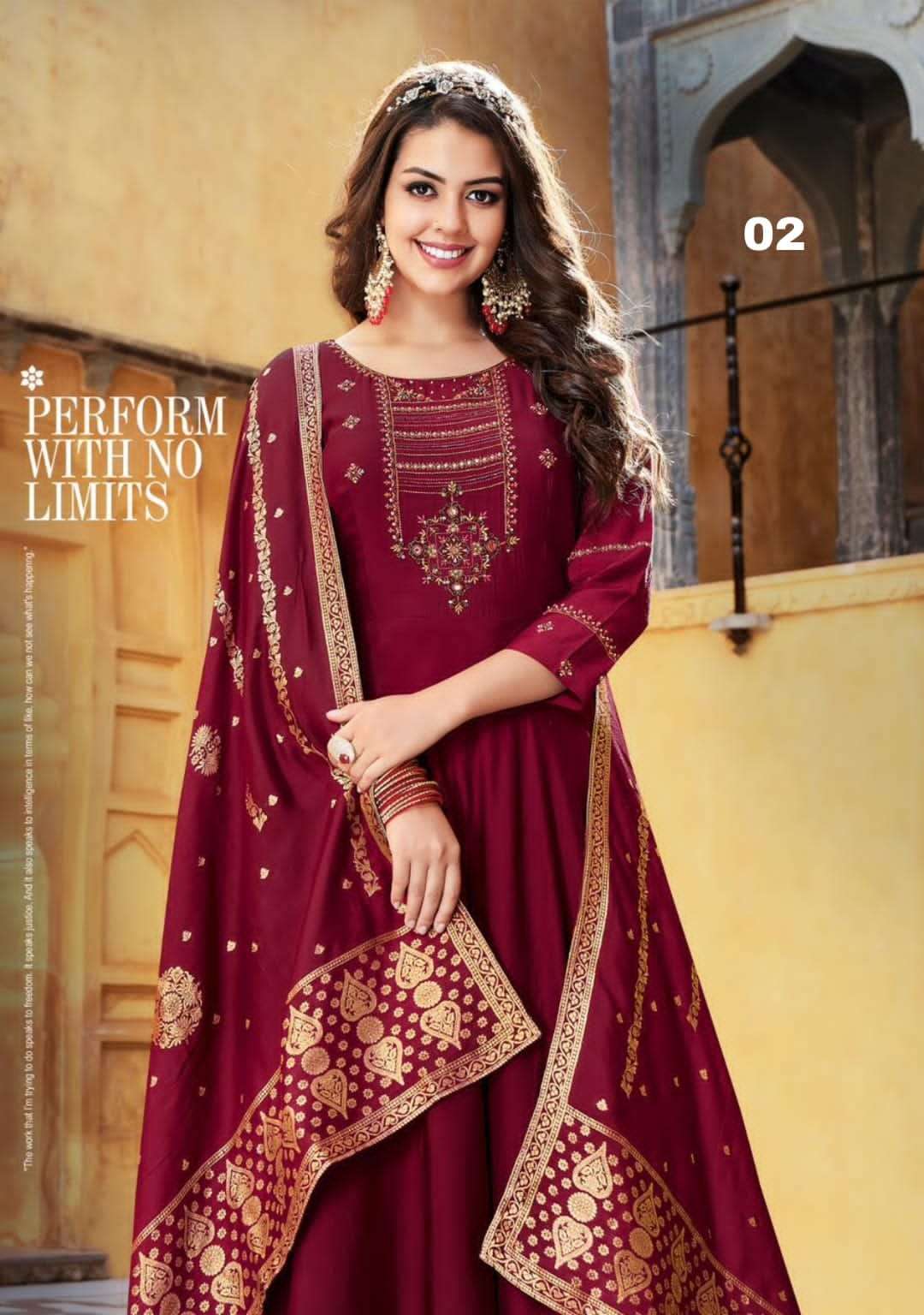 rangrez designer pure silk gown with dupatta s