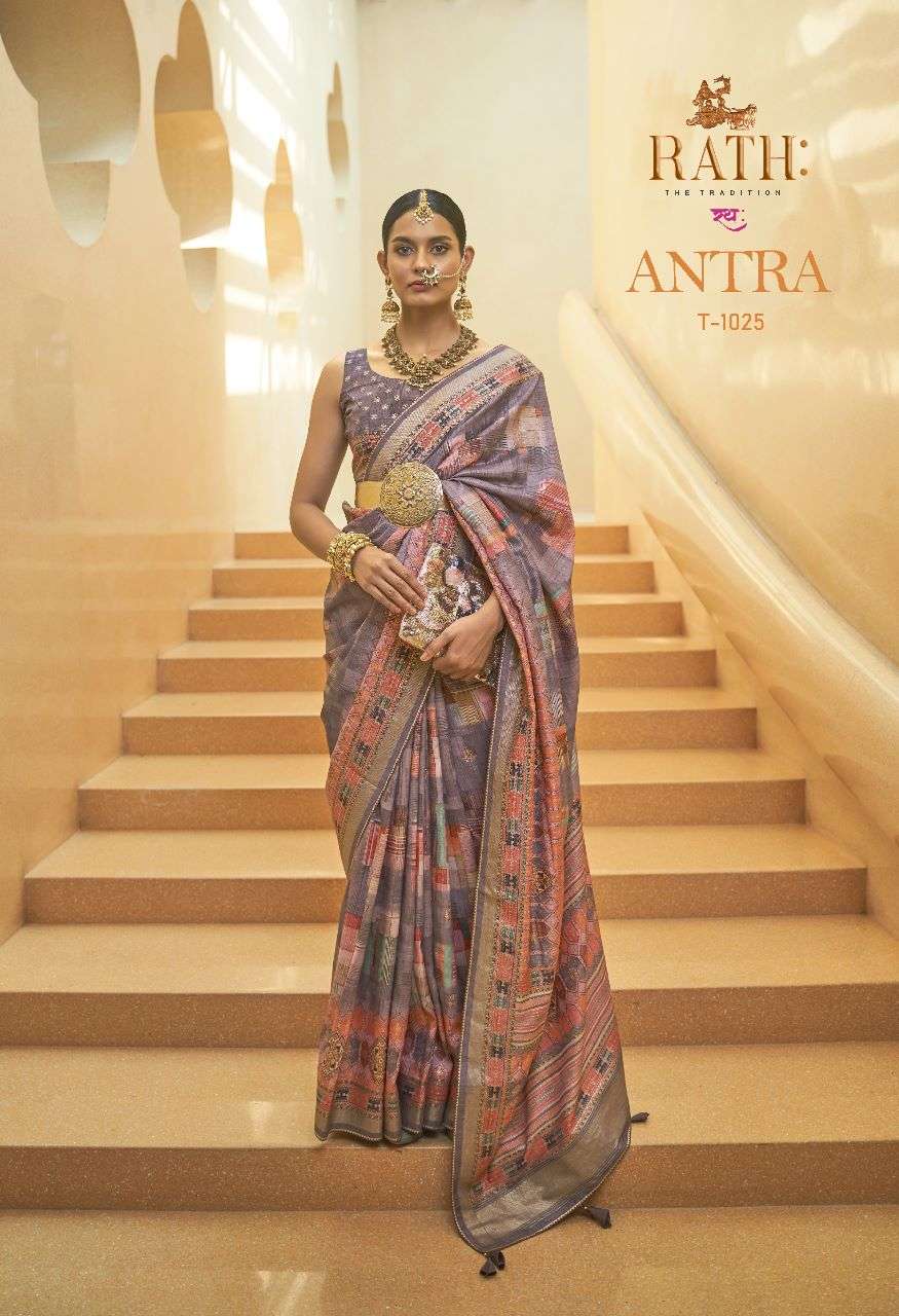 rath antra designer tussar silk digital print saree 