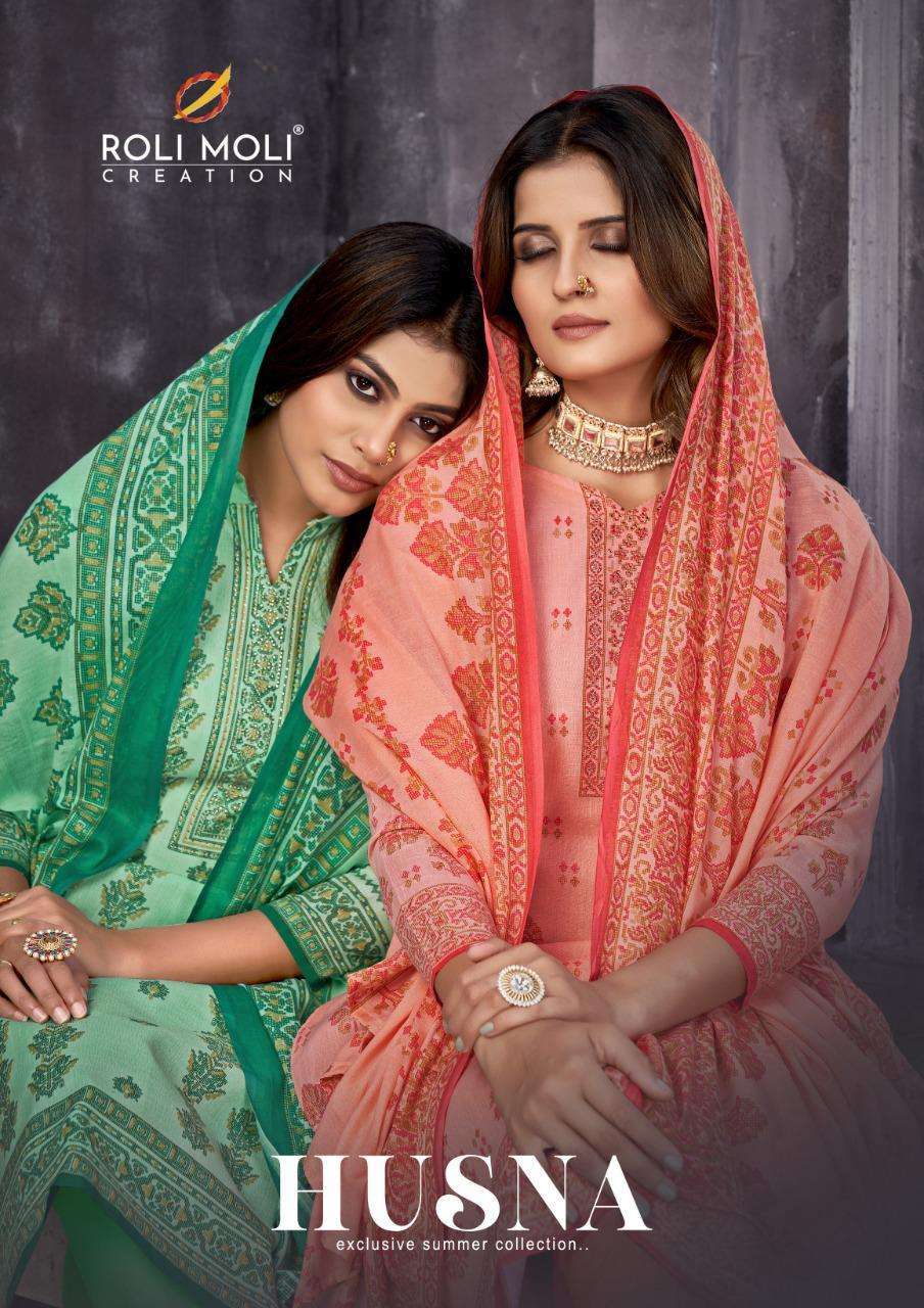 roli moli husna series 1001-1008 semi lawn cotton suit 