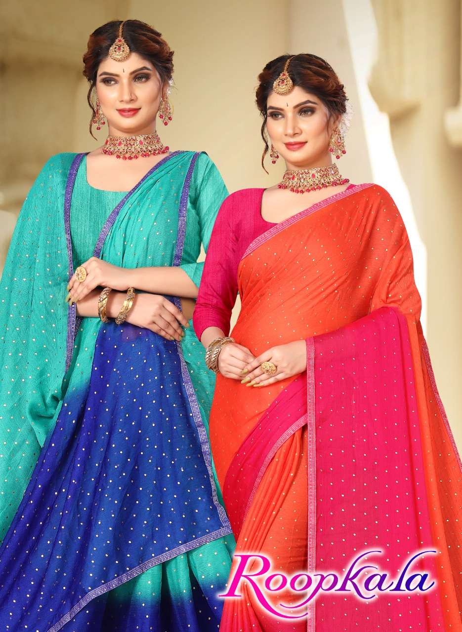 roopkalaa series 1001-1006 moss chiffon saree 