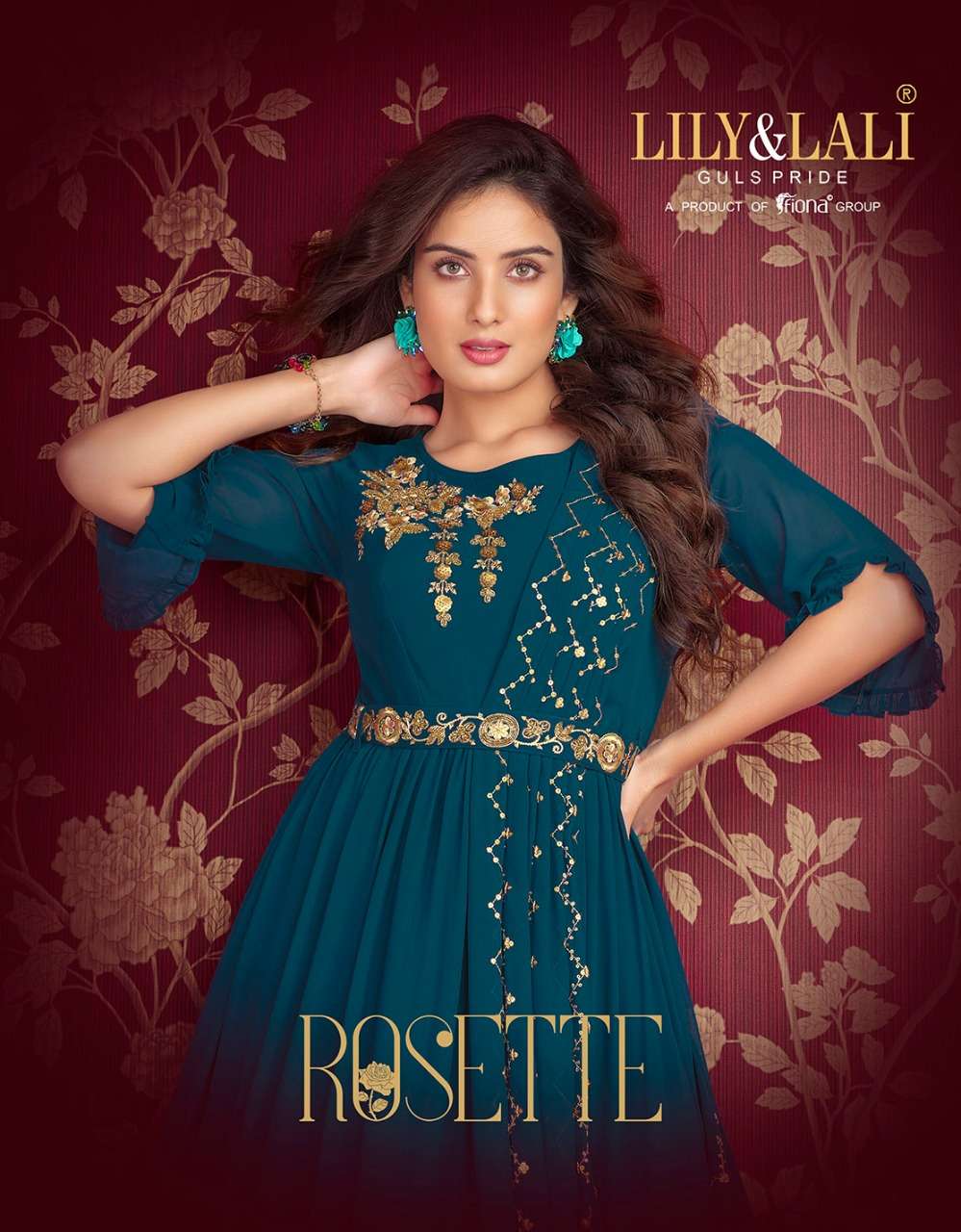 rosette designer heavy georgette gown 