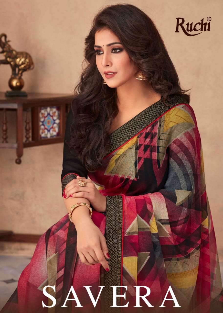 ruchi savera hit designs designer chiffon saree 