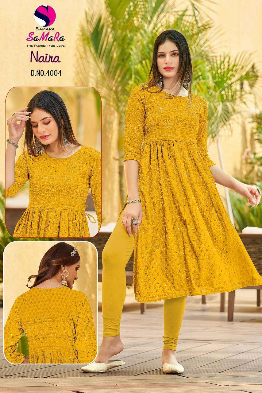 samara naira series 4001-4012 rayon chiken kurti 