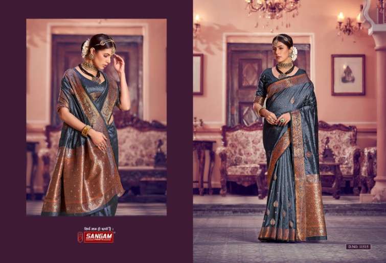 sangam kavyanjali series 11513-11518 banarasi silk saree 