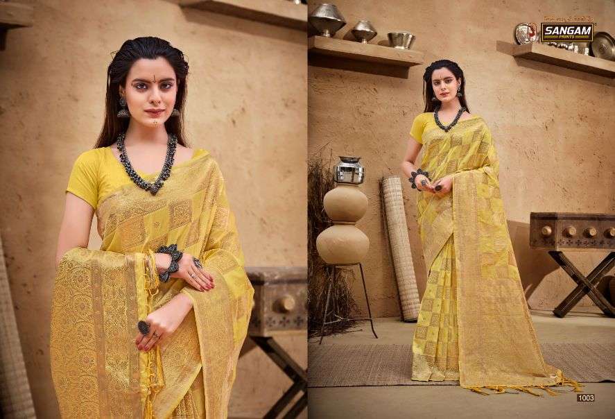 sangam manjuba silk series 1001-1006 silk saree 