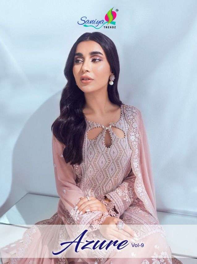 saniya azure vol 9 series 3001-3006 georgette embroidered suit 
