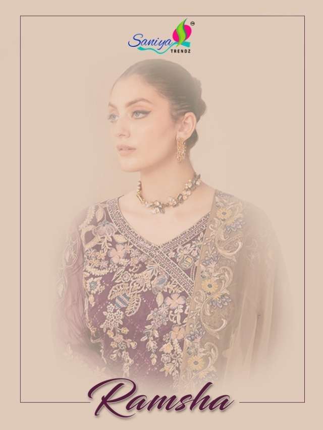 saniya trendz ramsha 21 series 4001-4006 georgette embroidered suit