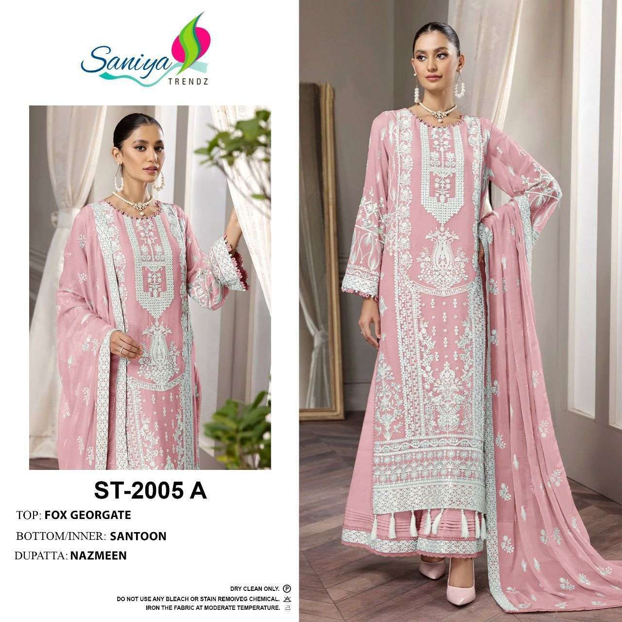 saniya trendz st-2005 georgette embroidered suit 