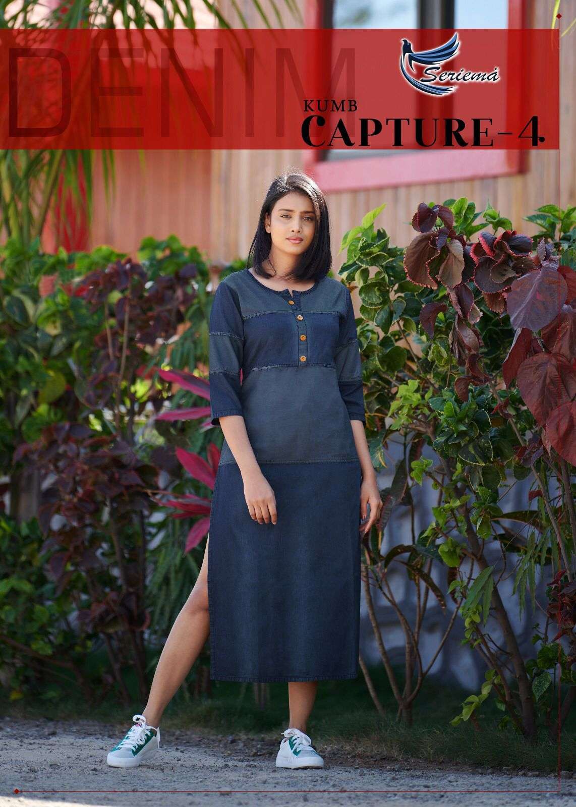 seriema kumb capture vol 4 series 1178-1185 pure cotton denim kurti 