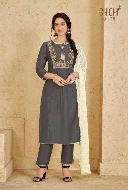 shichi fanaa series 73-78 self pattern chiffon readymade suit 