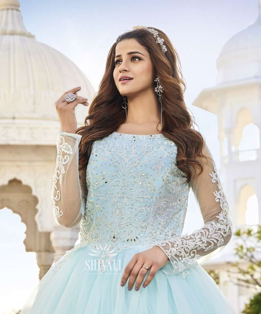shivali cindrella partywear pastel colour gowns 