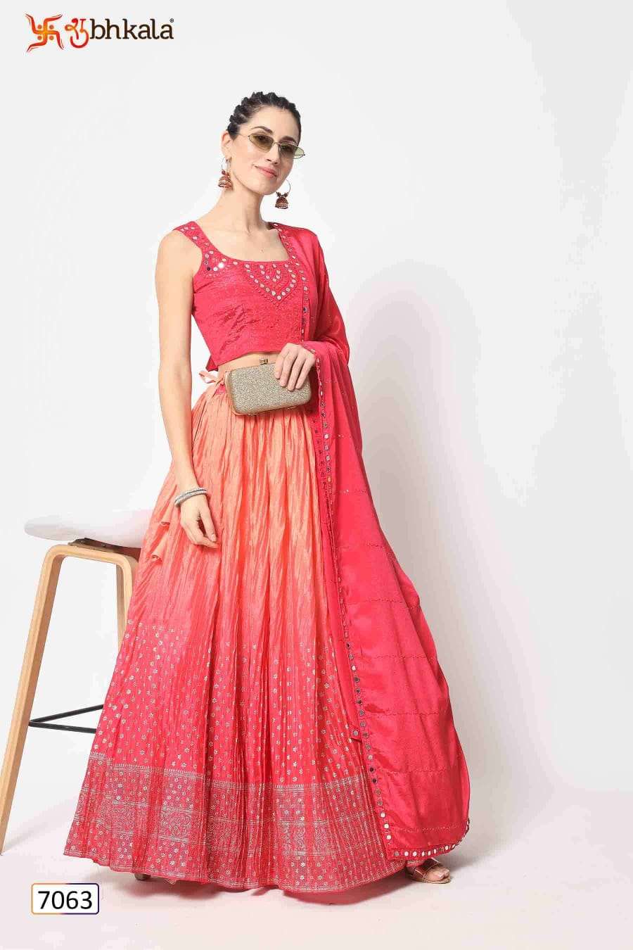 shubhkala vol 10 series 7057-7067 Bridal Thread Embroidered Lehenga