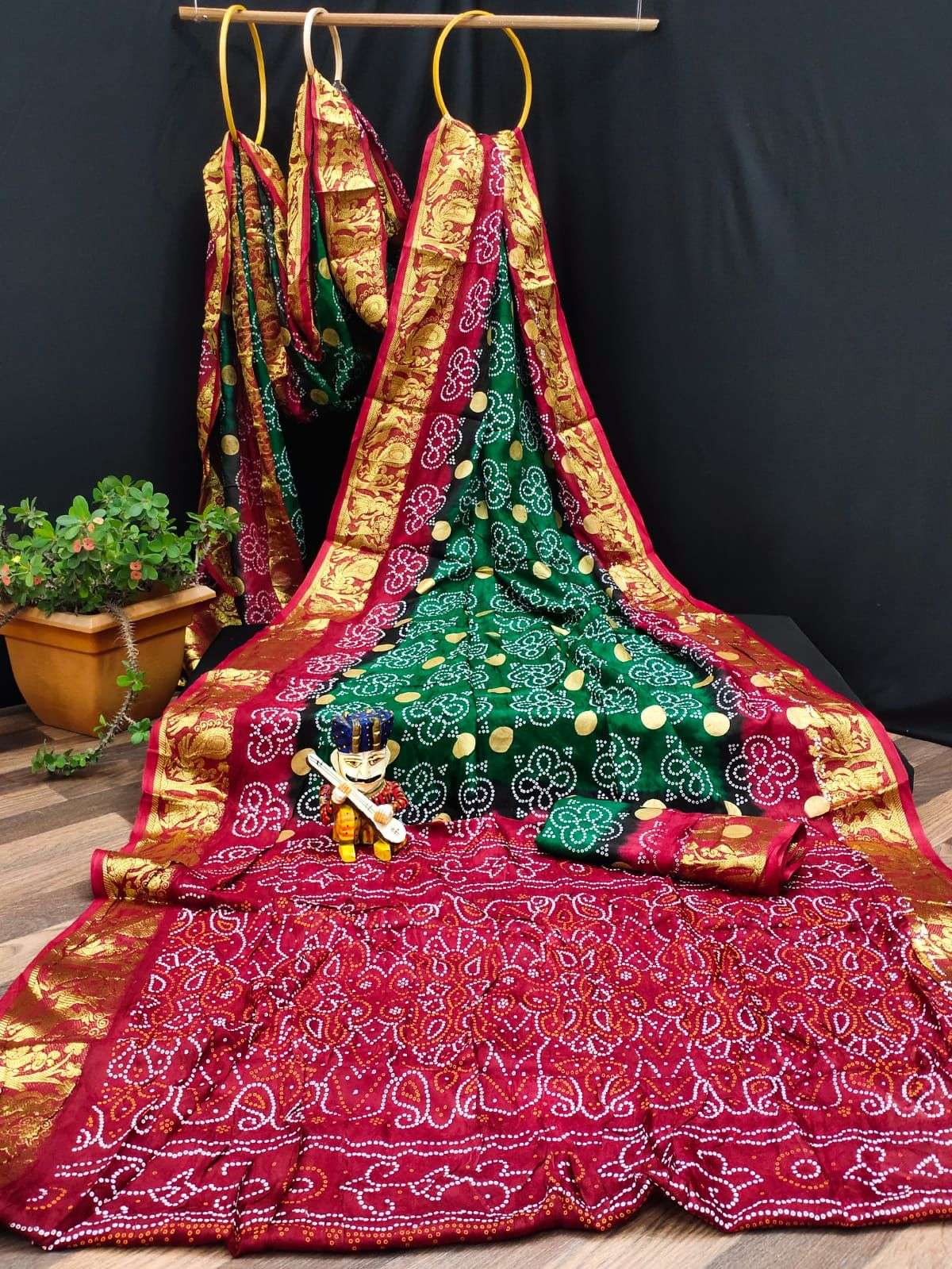 ssm gold coin designer art silk saree 