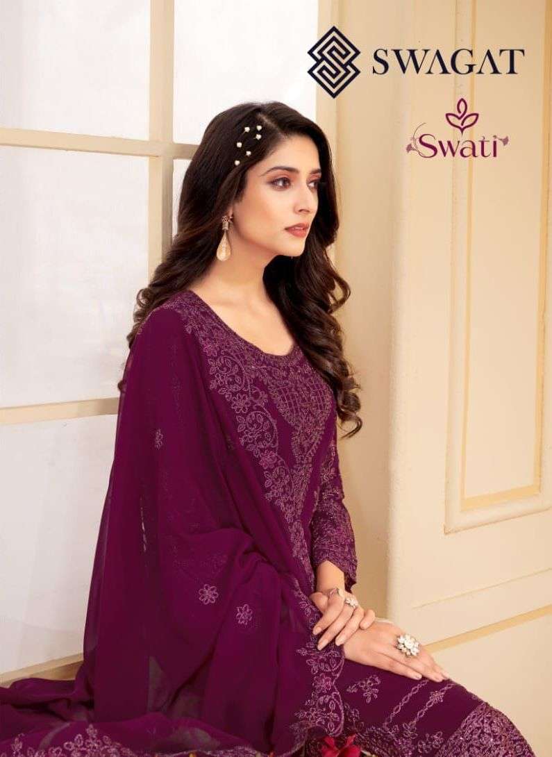 swagat swati series 3601-3607 blooming faux georgette suit 
