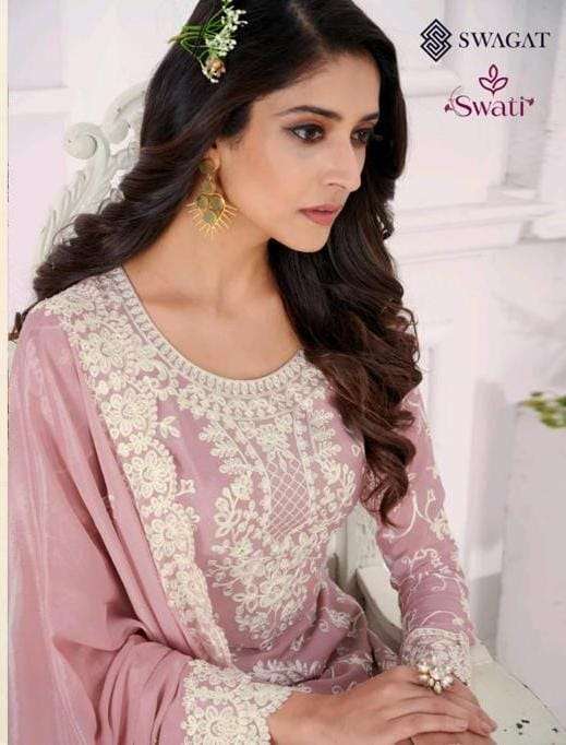 swagat swati series 3701-3706 chinon chiffon suit 